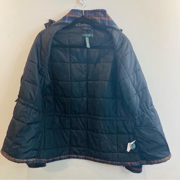 RALPH LAUREN LRL  Sz L Plaid Light Puff Inside Drawstring Funnel Neck Jacket - Picture 7 of 12